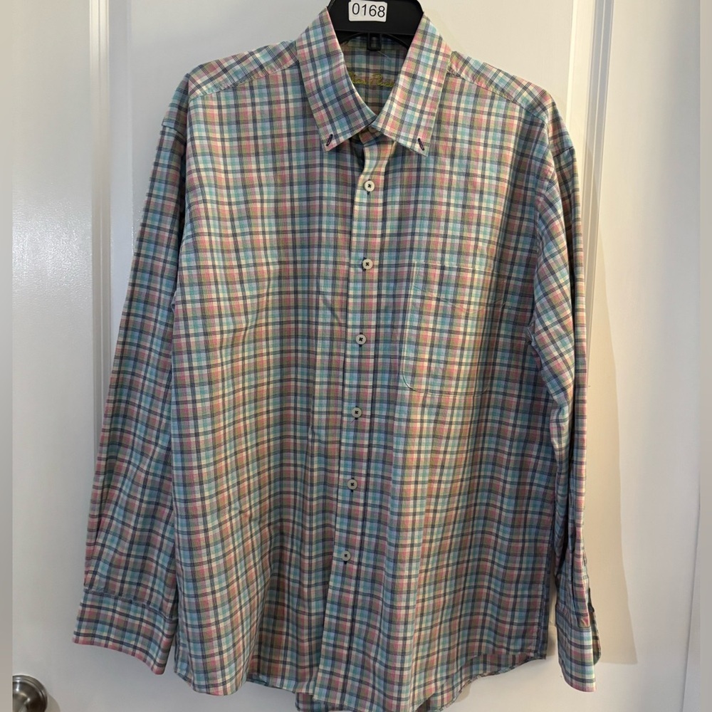 Men's Alan Flusser Plaid Button-Down Shirt - Pastel Multi Sz - Large